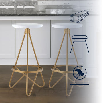 Spiroa 30" Modern Industrial Metal Backless Circular Bar Stool